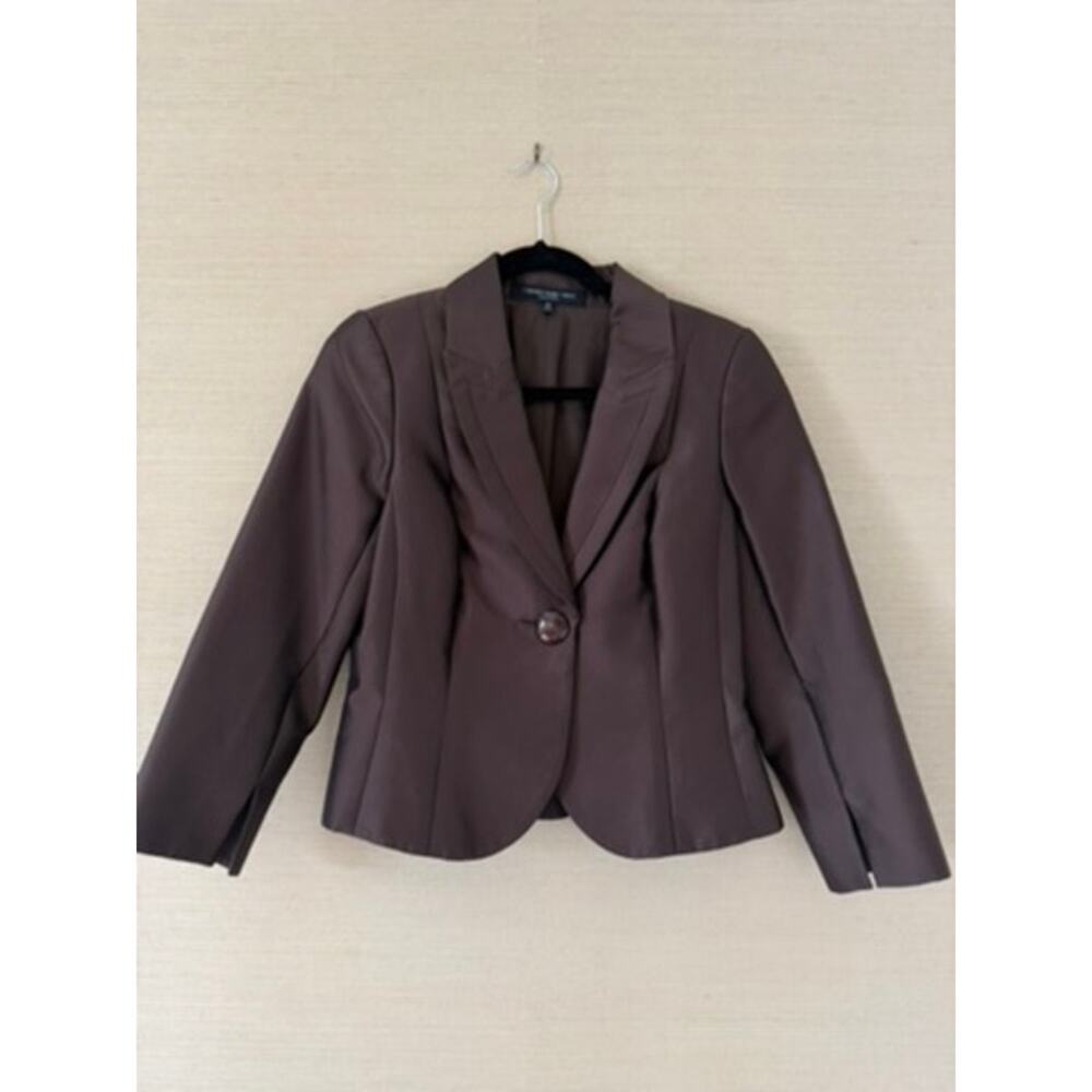 Carmen Marc Valvo Collection Silk Blazer in Chocolate Brown – Size 8
